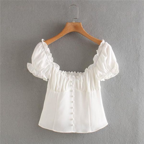 summer fashion white french style short puff sleeve blouse female 2021 women vintage single breasted ruffles elastic bust shirts women'
summer fashion white french style short puff sleeve blouse female 2021 women vintage single breasted ruffles elastic bust shirts women'