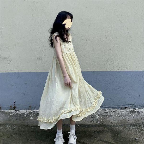 casual dresses japanese cute sweet flower solid sleeveless dress for teen girls summer fresh floral high waist loose suspenders, Black;gray
casual dresses japanese cute sweet flower solid sleeveless dress for teen girls summer fresh floral high waist loose suspenders, Black;gray