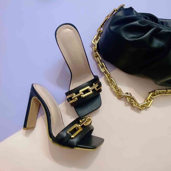 sandals 2021 summer elegant women's slippers fashion metal chain decoration high heels mules slides pumps square toe ladies shoes, Black
sandals 2021 summer elegant women's slippers fashion metal chain decoration high heels mules slides pumps square toe ladies shoes, Black