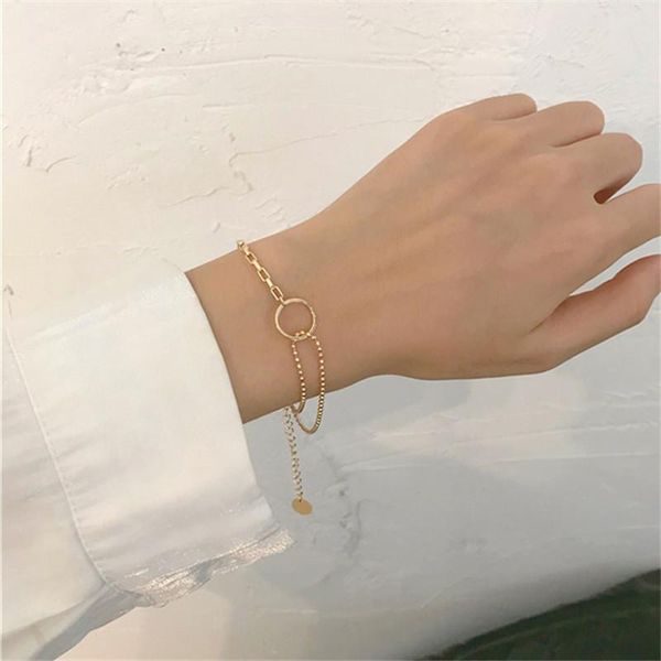 link, chain bohemia asymmetric temperament contracted geometric round bracelets punk metal beads bracelet for women gold plated, Black
link, chain bohemia asymmetric temperament contracted geometric round bracelets punk metal beads bracelet for women gold plated, Black