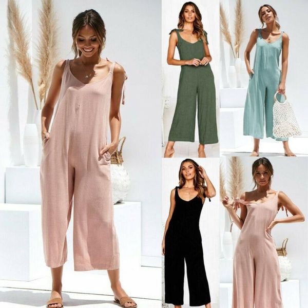 women's jumpsuits & rompers 2021 summer women casual loose linen cotton jumpsuit sleeveless backless playsuit trousers overalls, Black;white
women's jumpsuits & rompers 2021 summer women casual loose linen cotton jumpsuit sleeveless backless playsuit trousers overalls, Black;white