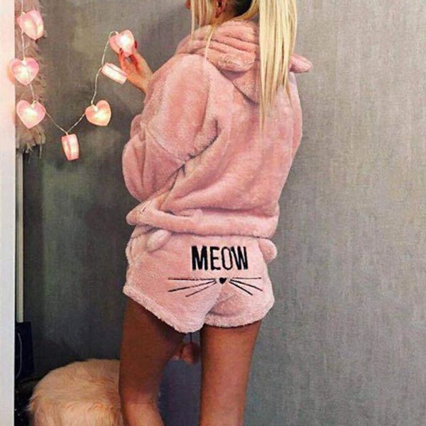 women's two piece pants women pajama sets 2021 autumn winter flannel cartoon warm homewear animal sleepwear cute cat hoodies + shorts s, White
women's two piece pants women pajama sets 2021 autumn winter flannel cartoon warm homewear animal sleepwear cute cat hoodies + shorts s, White