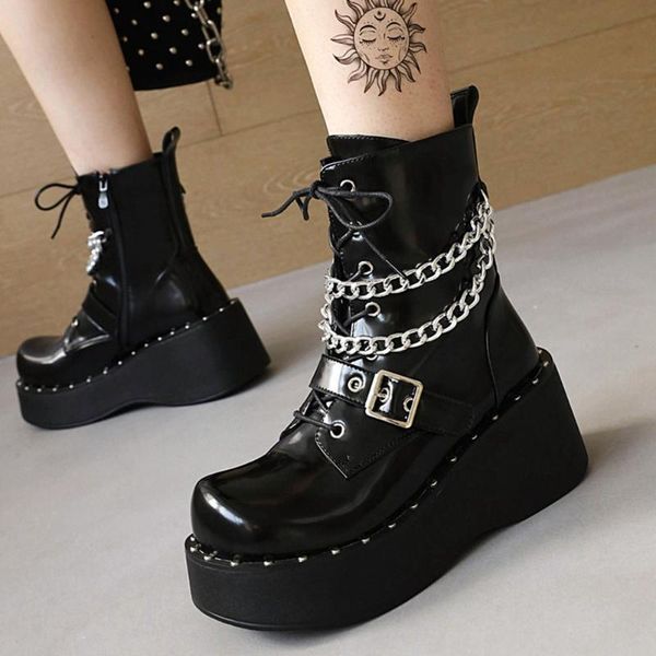 boots femmes chaussures wedges round toe zip super high heel ankle with chain spring comfy shoes women bottine large size 43, Black
boots femmes chaussures wedges round toe zip super high heel ankle with chain spring comfy shoes women bottine large size 43, Black