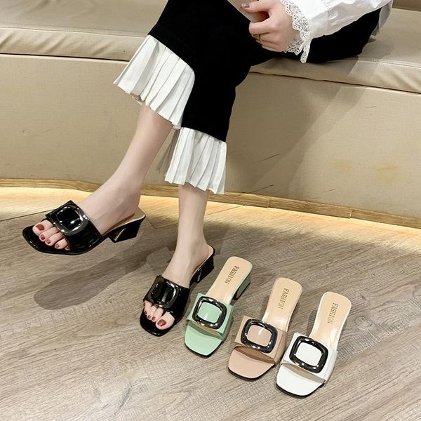 shoes med square heel slippers women summer rivet slides pantofle heeled mules fashion soft block 2021 heels luxury rubber, Black
shoes med square heel slippers women summer rivet slides pantofle heeled mules fashion soft block 2021 heels luxury rubber, Black