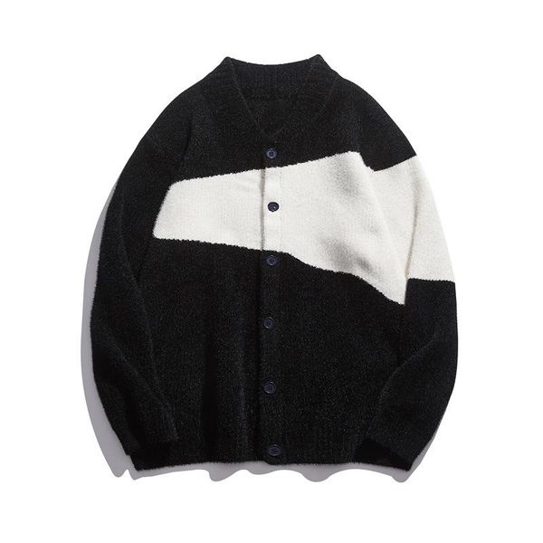 men's sweaters 2021 korean autumn trendy cardigan casual contrast stitching sweater for men male student jacket cool, White;black
men's sweaters 2021 korean autumn trendy cardigan casual contrast stitching sweater for men male student jacket cool, White;black