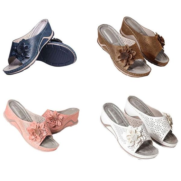 women summer faux leather open toe shoes hollow out flower retro thick platform wedge slippers slip on anti sandals, Black
women summer faux leather open toe shoes hollow out flower retro thick platform wedge slippers slip on anti sandals, Black