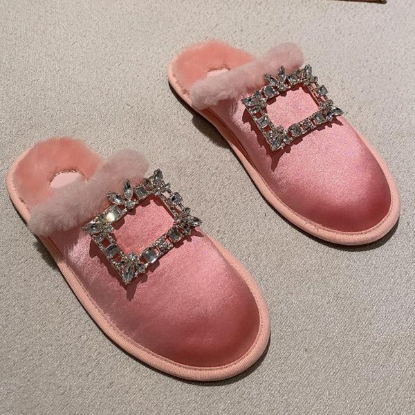 silk flat slippers casual sandals fashion brand design fur women shoes, Black