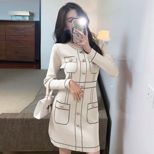 casual dresses red wind knitting dress female winter design feels small french temperament cultivate morality waist platycodon, Black;gray
casual dresses red wind knitting dress female winter design feels small french temperament cultivate morality waist platycodon, Black;gray