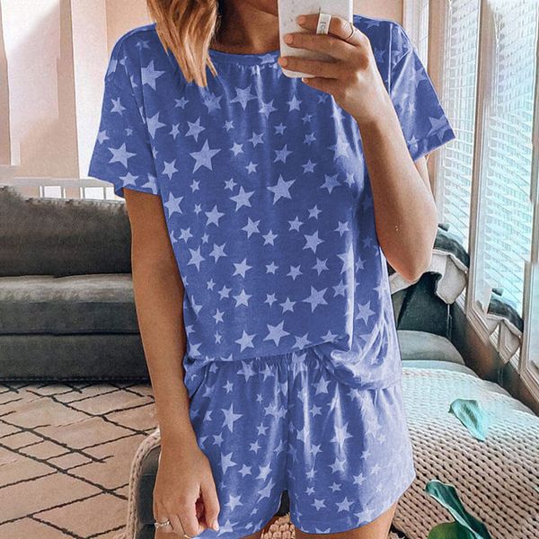 star print women sleepwear set summer o-neck short sleeve shorts pajamas sets female 2021 new loose casual ladies home clothes, Black;red
star print women sleepwear set summer o-neck short sleeve shorts pajamas sets female 2021 new loose casual ladies home clothes, Black;red