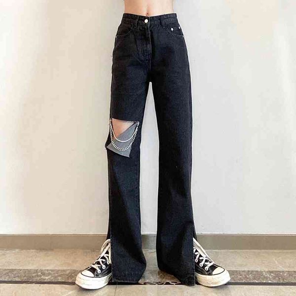 personalized hole design chain decoration summer trousers high waist slim split jeans y2k jeans 210602, Blue
personalized hole design chain decoration summer trousers high waist slim split jeans y2k jeans 210602, Blue