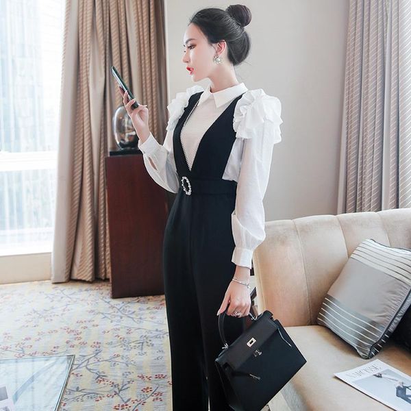 women's two piece pants 2021 autumn women sets lady long sleeve shirt +long jumpsuits rompers suits, White
women's two piece pants 2021 autumn women sets lady long sleeve shirt +long jumpsuits rompers suits, White