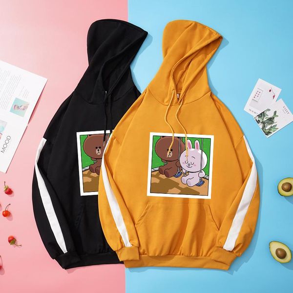 women's hoodies & sweatshirts autumn spring brown bear cartoon print sweatshirt women spell color splicing loose sudaderas hooded haraj, Black
women's hoodies & sweatshirts autumn spring brown bear cartoon print sweatshirt women spell color splicing loose sudaderas hooded haraj, Black
