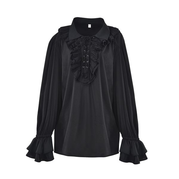 costumes new medieval men's performance dress puffy sleeve pullover shirt lace up lapel pleated top, Black
costumes new medieval men's performance dress puffy sleeve pullover shirt lace up lapel pleated top, Black
