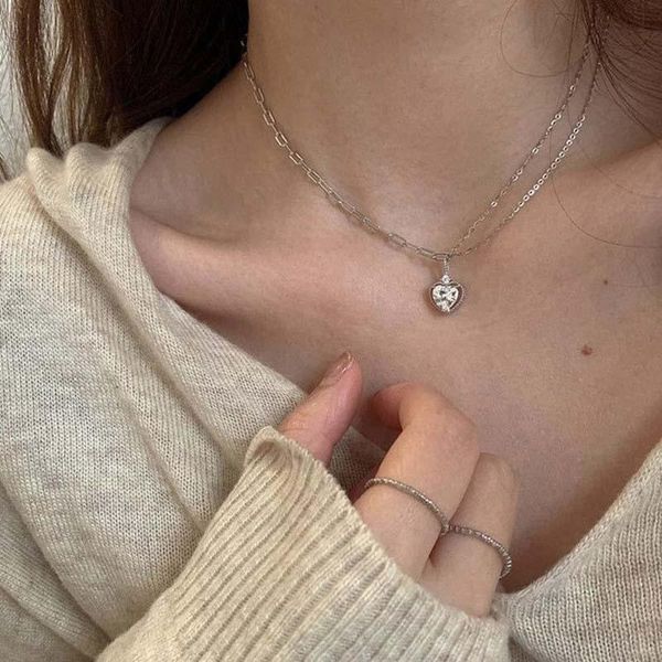 chains trendy fashion personality zircon love necklace creative simple temperament stitching asymmetrical design ladies jewelry gift, Silver
chains trendy fashion personality zircon love necklace creative simple temperament stitching asymmetrical design ladies jewelry gift, Silver