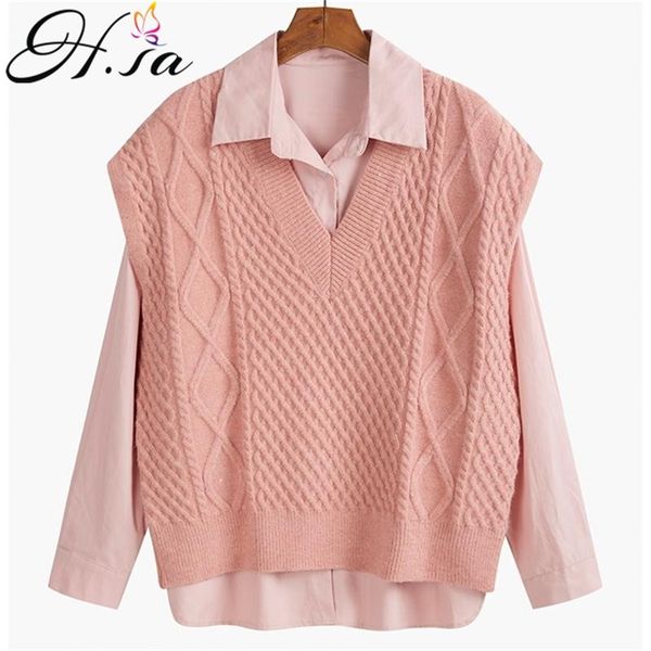 spring women sweater vest with blouses turn down collar 2 pcs set suit twsited jumper and shirts 210430, White
spring women sweater vest with blouses turn down collar 2 pcs set suit twsited jumper and shirts 210430, White