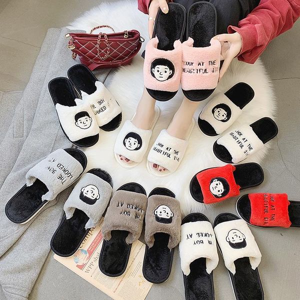 slippers big size open toe fur flats lazy casual warm flip flops embroider letter couple lovers slides indoor anti-skid, Black
slippers big size open toe fur flats lazy casual warm flip flops embroider letter couple lovers slides indoor anti-skid, Black