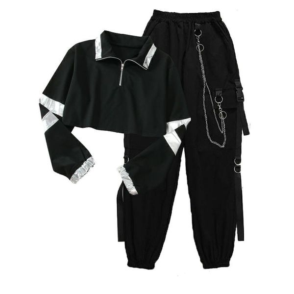 women's pants & capris student cargo buckle ribbon pocket jogger elastic waist high streetwear harajuku pant chain females two piece, Black;white
women's pants & capris student cargo buckle ribbon pocket jogger elastic waist high streetwear harajuku pant chain females two piece, Black;white