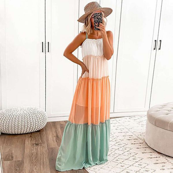 autumn women's sleeveless sling stitching color dress long skirt women s clothing, Black;gray
autumn women's sleeveless sling stitching color dress long skirt women s clothing, Black;gray