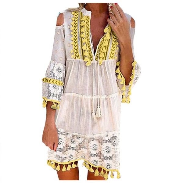 casual dresses women fashion lace quarter sleeve ruffles tassels v-neck dress loose thin beach party plus size, Black;gray
casual dresses women fashion lace quarter sleeve ruffles tassels v-neck dress loose thin beach party plus size, Black;gray