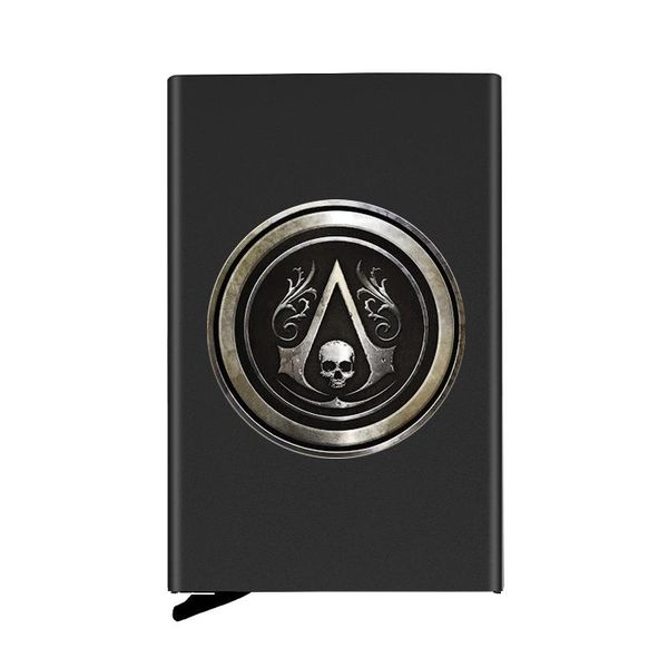 card holders metal men women holder classic assassin skull printing travel id cardholder case rfid pocket wallet, Brown;gray
card holders metal men women holder classic assassin skull printing travel id cardholder case rfid pocket wallet, Brown;gray
