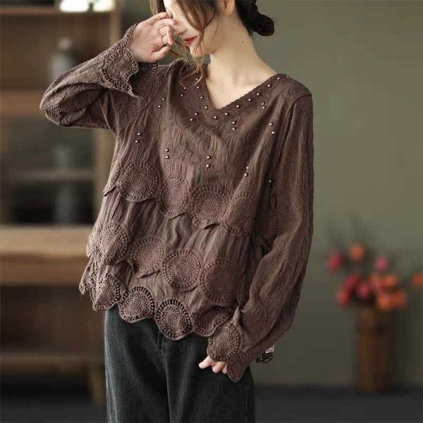 spring women loose casual long sleeve o-neck t shirt lace patchwork embroidered flares design cotton linen t-shirt w92 210608, White
spring women loose casual long sleeve o-neck t shirt lace patchwork embroidered flares design cotton linen t-shirt w92 210608, White