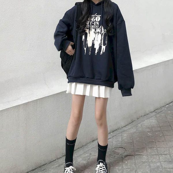 women's hoodies & sweatshirts autumn/winter sweatshirt women korean version loose plus velvet thick hooded jacket hong kong flavor lazy, Black
women's hoodies & sweatshirts autumn/winter sweatshirt women korean version loose plus velvet thick hooded jacket hong kong flavor lazy, Black