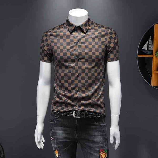 men's casual shirts plaid summer print short-sleeved shirt men's handsome fashion casual slim wild light cooked wind lapel jvdj, White;black
men's casual shirts plaid summer print short-sleeved shirt men's handsome fashion casual slim wild light cooked wind lapel jvdj, White;black