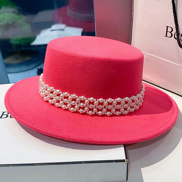 wide brim hats red fedoras with flat jazz hat women felt for lady pearl chain fedora, Blue;gray
wide brim hats red fedoras with flat jazz hat women felt for lady pearl chain fedora, Blue;gray