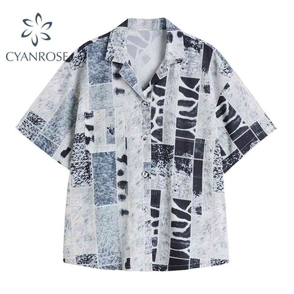 summer fashion printed shirt streetwear vintage turn down collar short sleeve basic blouse female casual shirts 210515, White
summer fashion printed shirt streetwear vintage turn down collar short sleeve basic blouse female casual shirts 210515, White