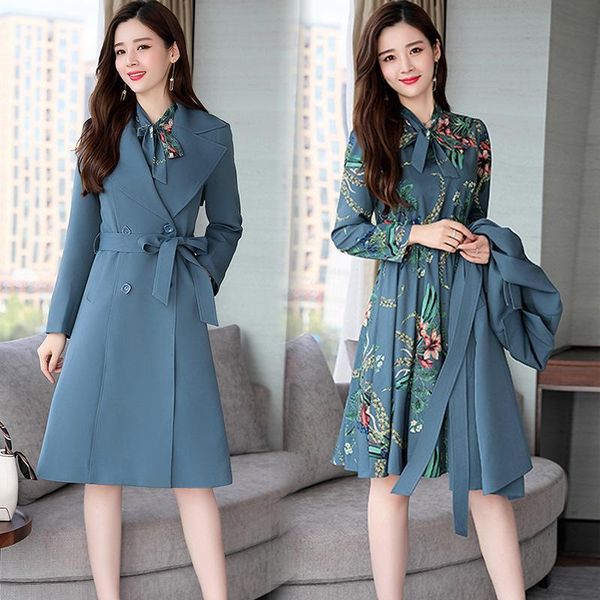 two piece dress elegant 2 set women long jacket + female with belt fashion floral dresses england trench suit ds8058, White
two piece dress elegant 2 set women long jacket + female with belt fashion floral dresses england trench suit ds8058, White
