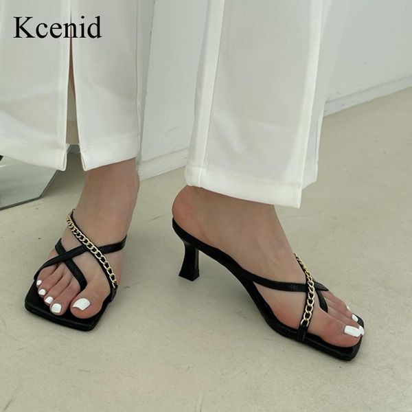 kcenid 2021 summer women's shoes thong slippers fashion metal chain decoration med heels slides ladies party size 42, Black
kcenid 2021 summer women's shoes thong slippers fashion metal chain decoration med heels slides ladies party size 42, Black