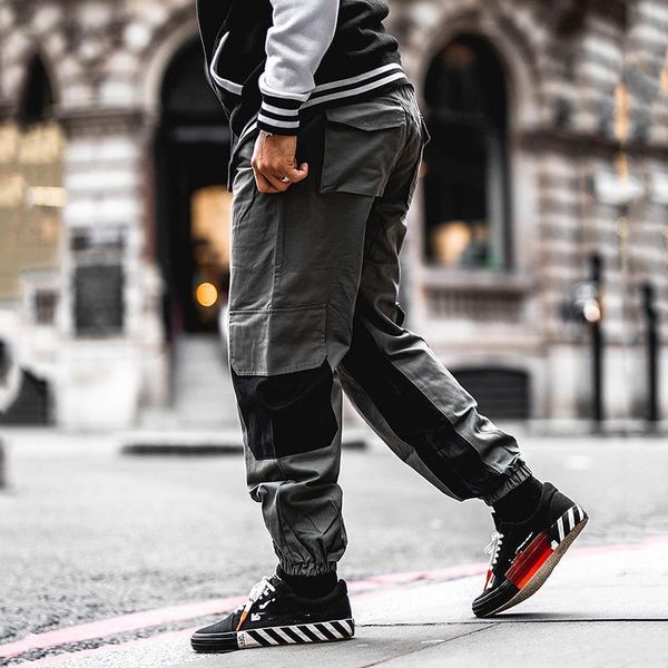 men's pants four seasons loose casual streetwear split joint multiple-pockets cargo mens sweatpants, Black
men's pants four seasons loose casual streetwear split joint multiple-pockets cargo mens sweatpants, Black