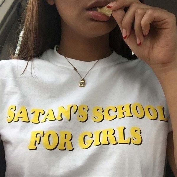 satans school girls satan is women t shirts my sugar daddy tumblr aesthetic clothes letter print kawaii casual harajuku, White
satans school girls satan is women t shirts my sugar daddy tumblr aesthetic clothes letter print kawaii casual harajuku, White