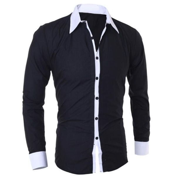 men's dress shirts business men turn down collar long sleeve color block cotton prom slim shirt quality casual solid male social, White;black
men's dress shirts business men turn down collar long sleeve color block cotton prom slim shirt quality casual solid male social, White;black