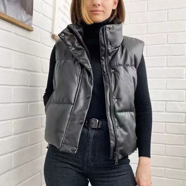 vintage women pu leather down vest spring-autumn fashion ladies waterproof waistcoats casual female chic outerwear girls 210430, Black
vintage women pu leather down vest spring-autumn fashion ladies waterproof waistcoats casual female chic outerwear girls 210430, Black