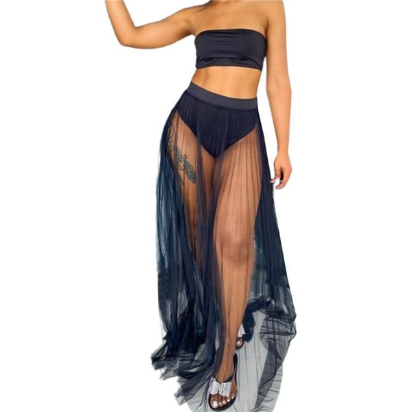 women's swimwear three piece mesh women beach swimsuits sets strapless bandeau swim brief pleated maxi skirt bathing suit, White;black
women's swimwear three piece mesh women beach swimsuits sets strapless bandeau swim brief pleated maxi skirt bathing suit, White;black