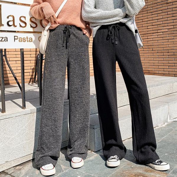 women's pants & capris fashion autumn winter casual knitted high waist straight women wide-leg thick wool trousers, Black;white
women's pants & capris fashion autumn winter casual knitted high waist straight women wide-leg thick wool trousers, Black;white