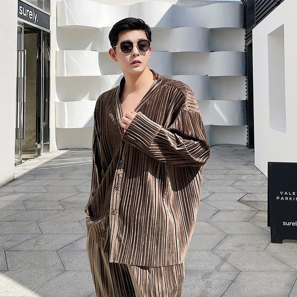 men's casual shirts male korean harajuku shirt menswear pleated fabric coat men streetwear vintage fashion loose oversize man, White;black
men's casual shirts male korean harajuku shirt menswear pleated fabric coat men streetwear vintage fashion loose oversize man, White;black