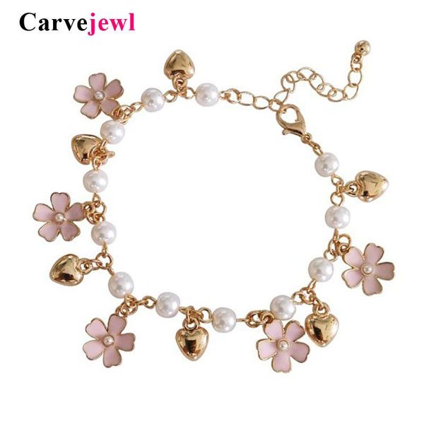 charm bracelets carvejewl hand made enamel glaze flower love heat charms bracelet bangle linked pearl simple lovely young girl, Golden;silver
charm bracelets carvejewl hand made enamel glaze flower love heat charms bracelet bangle linked pearl simple lovely young girl, Golden;silver