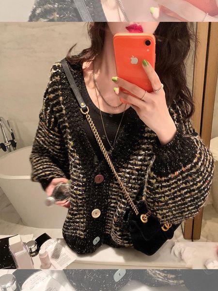 fall 2021 women clothing korean version of simple and versatile french lazy style gold silk sweater women's knits & tees, White
fall 2021 women clothing korean version of simple and versatile french lazy style gold silk sweater women's knits & tees, White