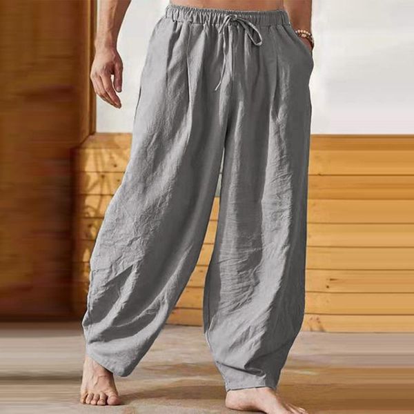 men's pants in stock autumn solid color loose casual with rope drawstring cotton and linen baggy wide leg oversized trousers#8, Black
men's pants in stock autumn solid color loose casual with rope drawstring cotton and linen baggy wide leg oversized trousers#8, Black