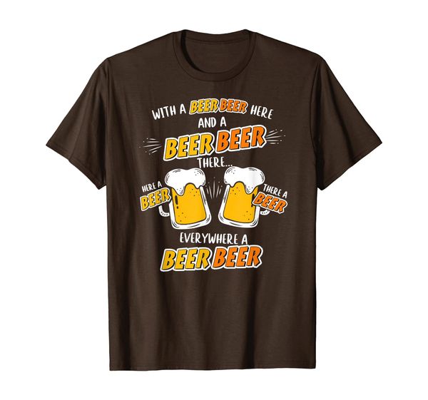 with a beer here and a beer there here a beer t-shirt, White;black
