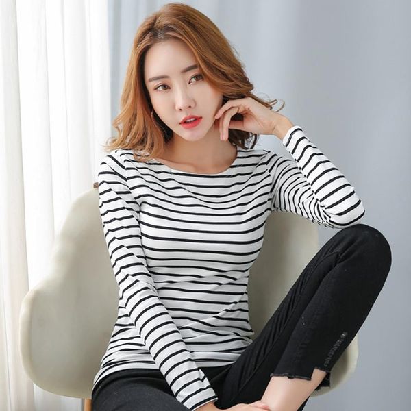 spring slim long sleeve shirt women tees korean style tshirts cotton t stried plus size lady casu women's t-shirt, White
spring slim long sleeve shirt women tees korean style tshirts cotton t stried plus size lady casu women's t-shirt, White