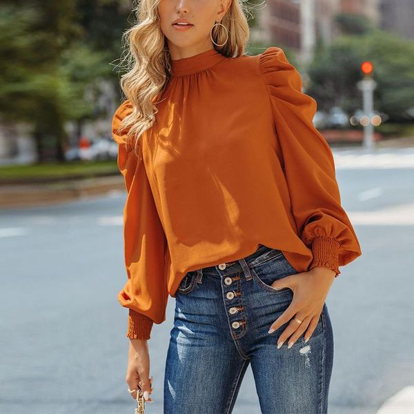 women's blouses & shirts elegant turtleneck blouse puff long sleeve back lace up casual office 2021 autumn ladies orange winter, White
women's blouses & shirts elegant turtleneck blouse puff long sleeve back lace up casual office 2021 autumn ladies orange winter, White