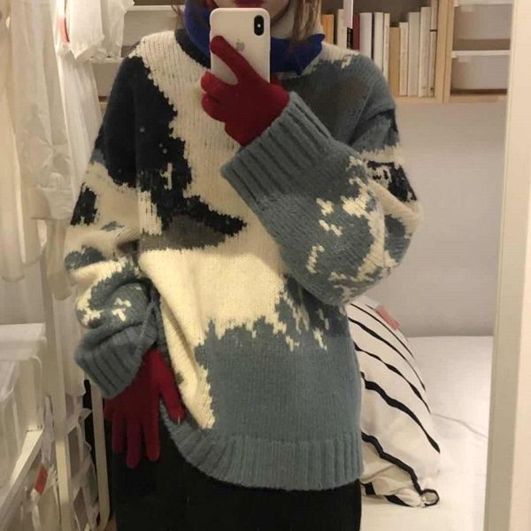 women's sweaters korean style sweater winter ulzzang harajuku oversize loose casual o-neck vintage knitted, White;black
women's sweaters korean style sweater winter ulzzang harajuku oversize loose casual o-neck vintage knitted, White;black