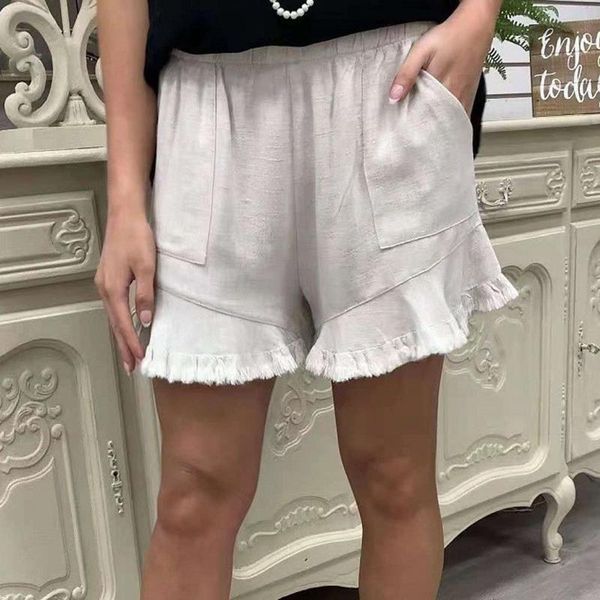 women's shorts 2021 for women solid color ruffles tassels lace pocket fashion casual summer, White;black
women's shorts 2021 for women solid color ruffles tassels lace pocket fashion casual summer, White;black