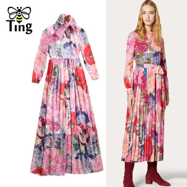 casual dresses tingfly 2021 designer floral print maxi long dress women spring summer chiffon high street vestidos moda, Black;gray 
casual dresses tingfly 2021 designer floral print maxi long dress women spring summer chiffon high street vestidos moda, Black;gray