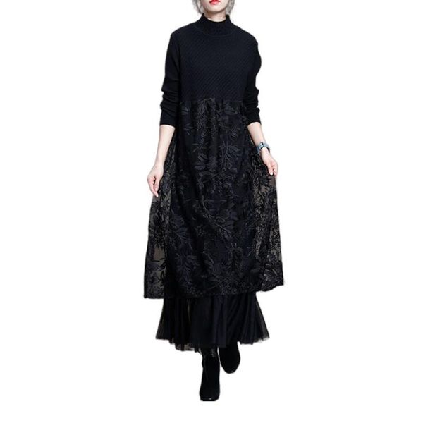 casual dresses winter and autumn exalted knitting embroidery dress long sleeve loose lace splicing women pullover large, Black;gray
casual dresses winter and autumn exalted knitting embroidery dress long sleeve loose lace splicing women pullover large, Black;gray