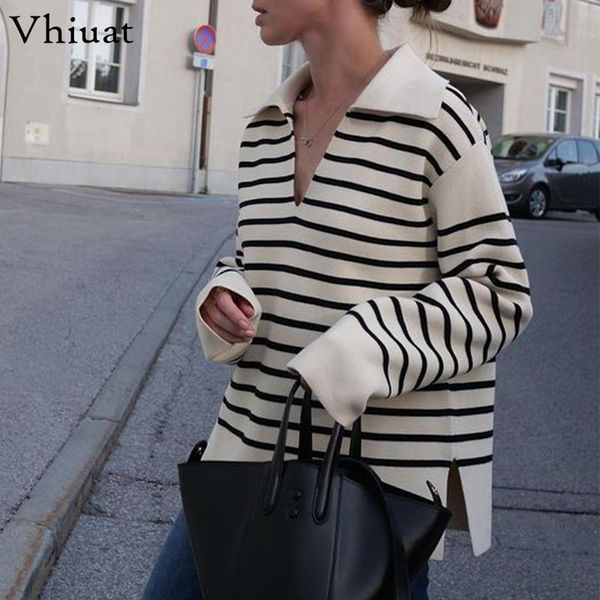 women's sweaters vhiuat fashion 2021 winter black striped loose knitted pullover y2k casual sweater jumpers long sleeve shirt women cl, White;black
women's sweaters vhiuat fashion 2021 winter black striped loose knitted pullover y2k casual sweater jumpers long sleeve shirt women cl, White;black