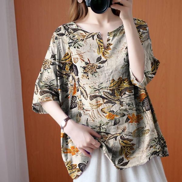 women's blouses & shirts oversized women elegant bohemian printed blouse 2022 summer short sleeve loose casual cotton linen blus, White
women's blouses & shirts oversized women elegant bohemian printed blouse 2022 summer short sleeve loose casual cotton linen blus, White